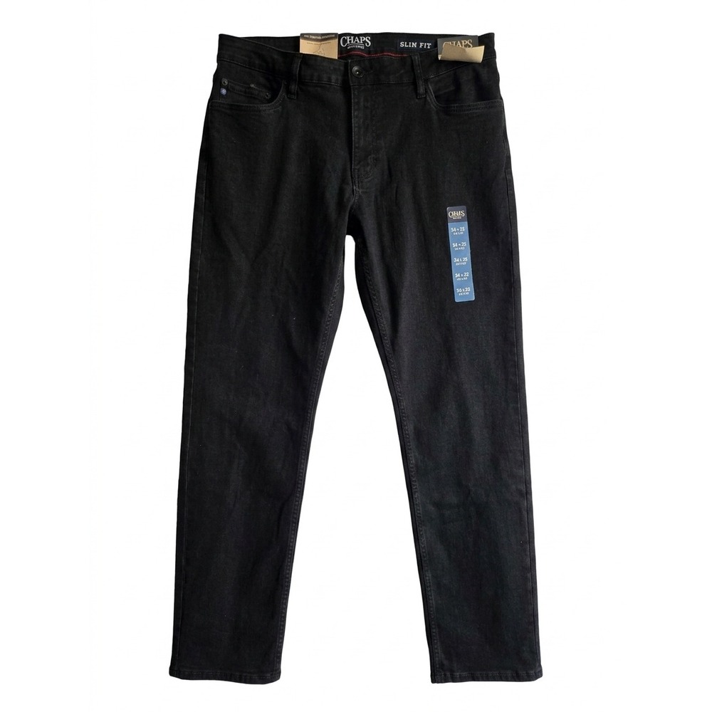 Chaps Mens Slim Fit Jeans Jet Black Stretch Denim Pants 34x32 CM16JN987